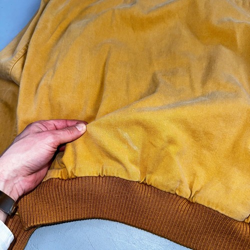 VTG LL Bean 1990s Bomber Jacket Solid Cotton Full Zip Yellow Detroit 90s Cool - Picture 11 of 12