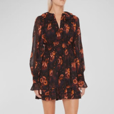 Ulla Johnson Adara Tiered-Ruffle Mini Silk Dress in Valerian NWT Size 4