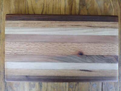 Handcrafted American Bread Cutting Board Mixed Hardwood (Walnut,  Oak) 13x7.5x1
