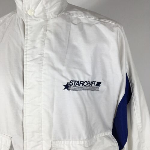 Chaqueta cortavientos Starcraft vintage años 80 barcos vela blanca y azul marino cremallera EE. UU. Talla s - Imagen 3 de 10