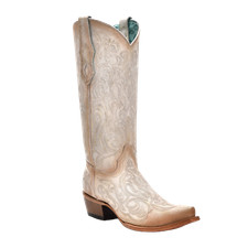 Corral Ladies Embroidered Luminescent Pink  White Western Boots C4143