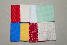 Lot 8 1 Yard Cuts POLKA DOT PRINTS Variety Colorful Cotton Fabric