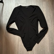 7 for all Mankind ribbed bodysuit with clasped sleeves size medium