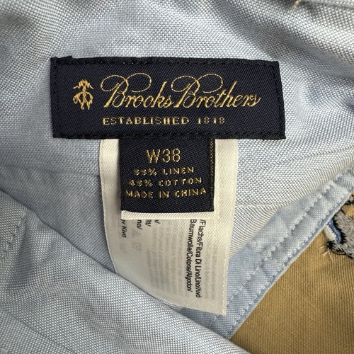 Brooks Brothers Tan Cotton Linen Whale Embroidered AOP Short Size Men 38 NWT - Picture 4 of 6