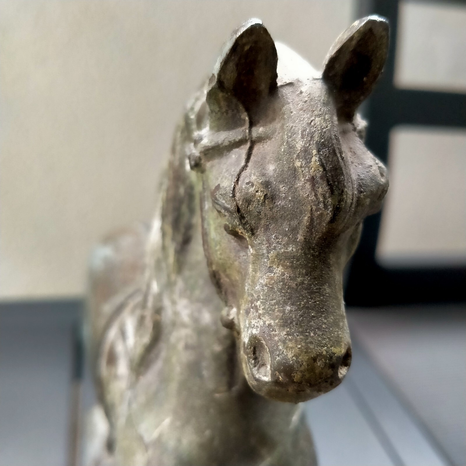 Antique Metal Horse Statue Old Spelter Cast Sculpture Patina Vintage