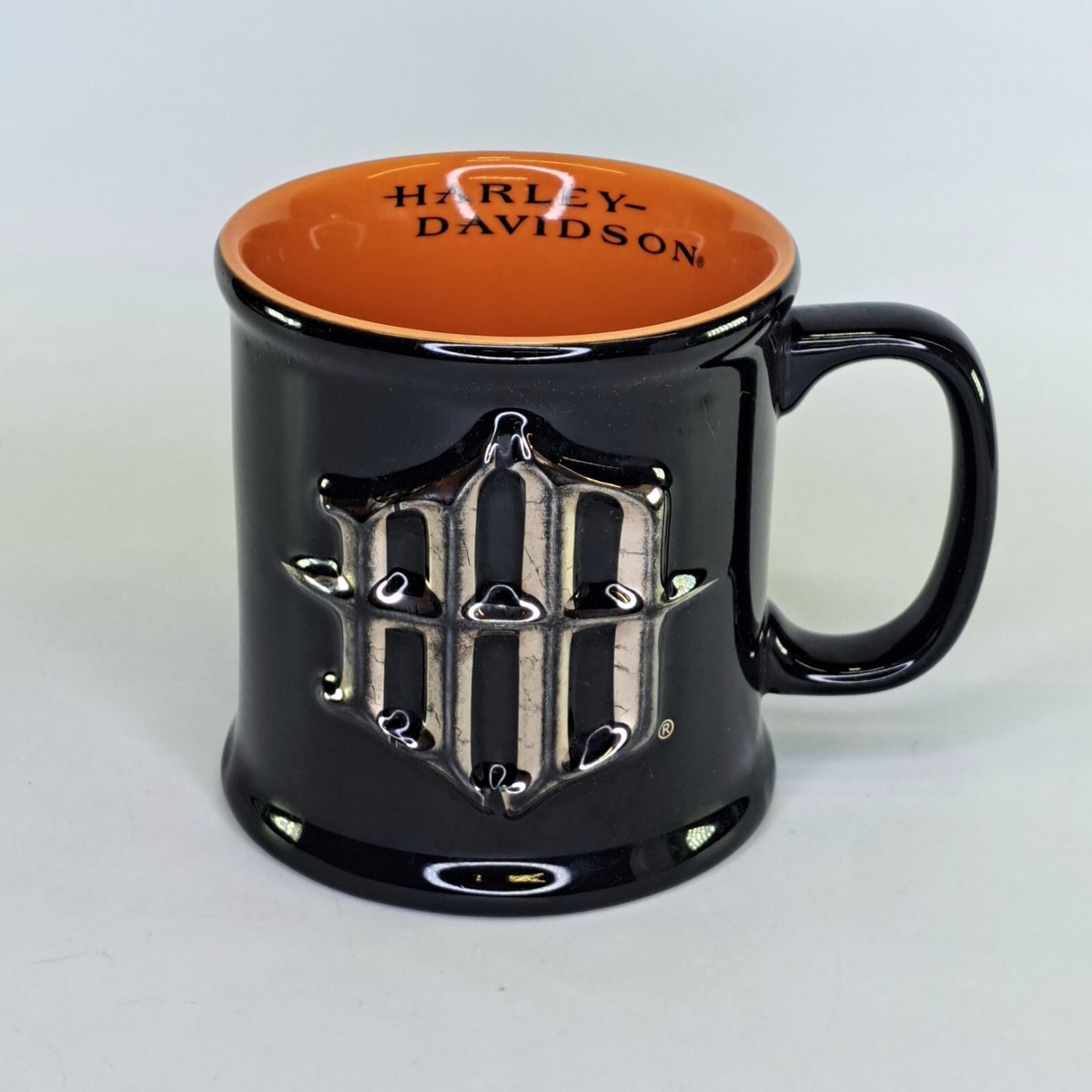 Harley-Davidson 3D Intial Logo Coffee Tea Cup Mug Black Orange Ceramic 2002  | eBay