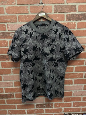 LOUIS VUITTON T-Shirt Camo Jacquard LV Monogram Tee Cotton Gray