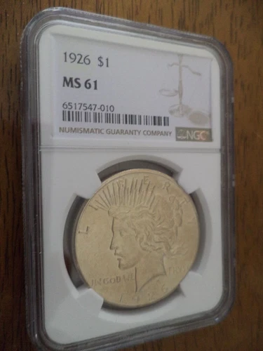 1926 P Silver Peace Dollar NGC MS61
