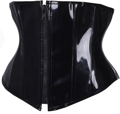 Sexy Black PVC Leather Steampunk Gothic Wasit Trainer Underbust Corset Bustier