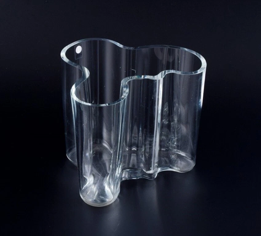 Jarrón Alvar Aalto, Iittala, Finlandia, "Savoy" en vidrio transparente. Final... - Imagen 3 de 4