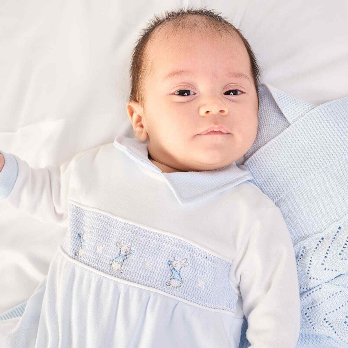 NEW Baby Boys Sleepsuit Outfit 'Rabbit Star' Smocked Blue Velour by  Dandelion