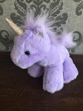 FAO Schwarz Purple Unicorn Plush Sparkly Gold Horn Feet Stuffed Animal Baby Soft