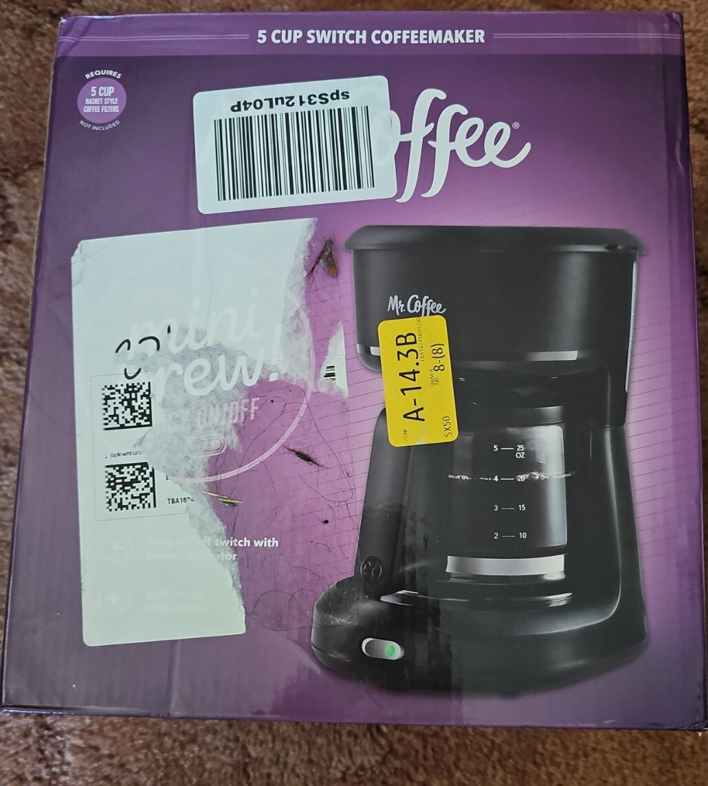 Mr. Coffee 5Cup Mini Brew Switch Coffee Maker Black Auto Pause Easy On