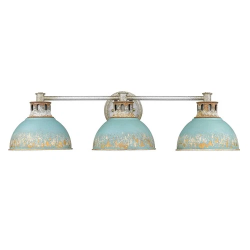 Kinsley 29"W Galvanized Steel and Teal 3-Light Bath Light - Picture 3 of 7