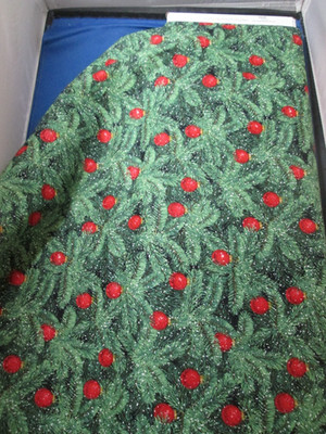 RJR Cotton Quilt Fabric - Christmas Pine Branches & Red Balls - 1 yard