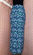 Talbots Floral A-Line Long Skirt Women  s 6 Blue Green White