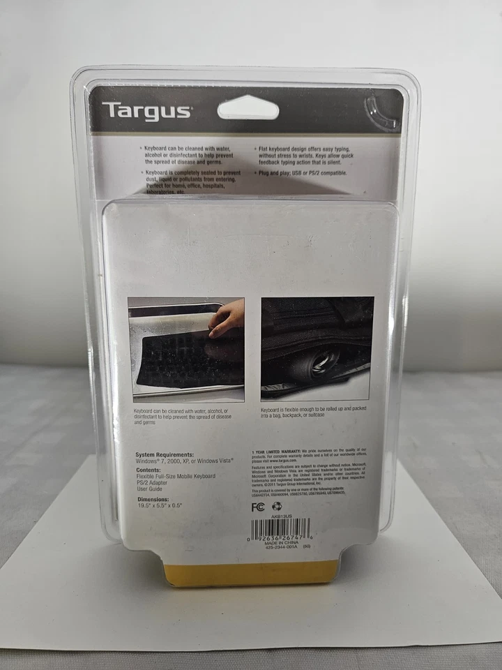 Teclado móvil Targus flexible tamaño completo con cable para computadora portátil de viaje Foto 2 de 4