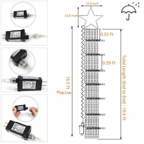 (New) Christmas Decoration Lights, 320 LED Waterfall Christmas Tree Lights wi... - Picture 7 of 7