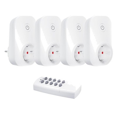 Radio Steckdose, Set of 4, Fernbedienung, 30m Reichweite, 3680W, Haushalt