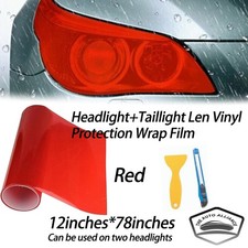 Fit Headlight Taillamp 12x78 Red Tint Film Vinyl Protection Wrap Film