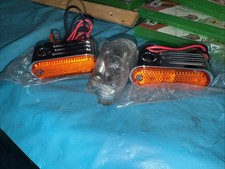 Motorcycle Led Side Marker Lights Chrome Amber Reflector 12v Universal Pair 2