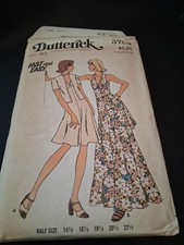 Butterick 3755 summer sewing pattern 1970s Vintage retro Maxi Dress Size 16 1/2