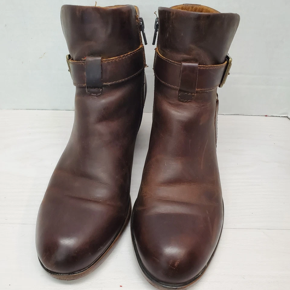 Botín Born Leather Chaval con Cremallera al Tobillo Talla 9.5M Marrón Vaquera Boho Western Foto 4 de 4