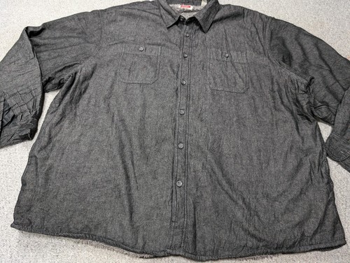 WRANGLER Men's Heather Black Sherpa Faux Lined Worker Button Shirt Jacket 3XL - Picture 4 of 12
