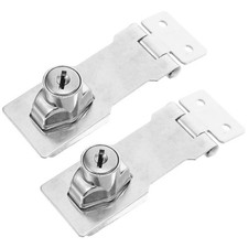 2 Set Hasp Latch Locks Gate Door Latches Toolbox with Keys Cabinet