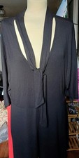 Image of Oasis Dress  midi black tie neck jersey dress BNWT Size 18.