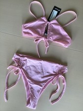 Nasty Gal Rouched Tie Front Bikini Set Size UK 8 BNWT