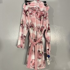 Girls Plush Pink Fleece Strawberry Shortcake Robe Hooded House Coat