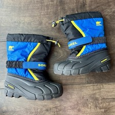 Sorel Flurry Winter Kids Boots - Size: 12 - Waterproof - Black Blue Yellow