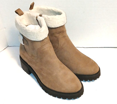 Lane Bryant Womens Fur Belted Side Zip Suede Ankle Boots 10W (NEW WITHOUT BOX)