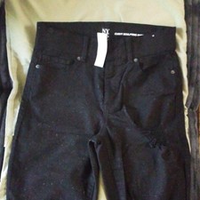 NY&co Black Denim Jeans Solid 5-Pocket Design with Pockets Regular Fit