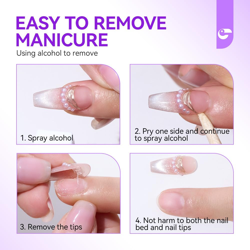 Solid Nail Glue Gel 15ml with Remover 60ml, Nail Glue Kit for Press on Tips