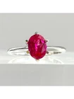 Pink Tourmaline Solitaire Gemstone Sterling Silver 925 Vintage Ring - sz 7.75