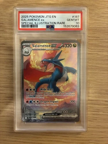 2025 POKEMON JOURNEY TOGETHER SPECIAL ILLUSTRATION RARE #187 SALAMENCE EX PSA 10