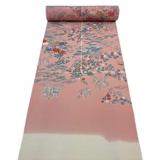 JAPANESE KIMONO FABRIC CLOTH BOLT PURE SILK PINK KOMON AA10864