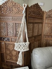 Macrame Plant Holder Ecru Cotton Braided Planter Caddy Holds 22 lb NEW 36 inch