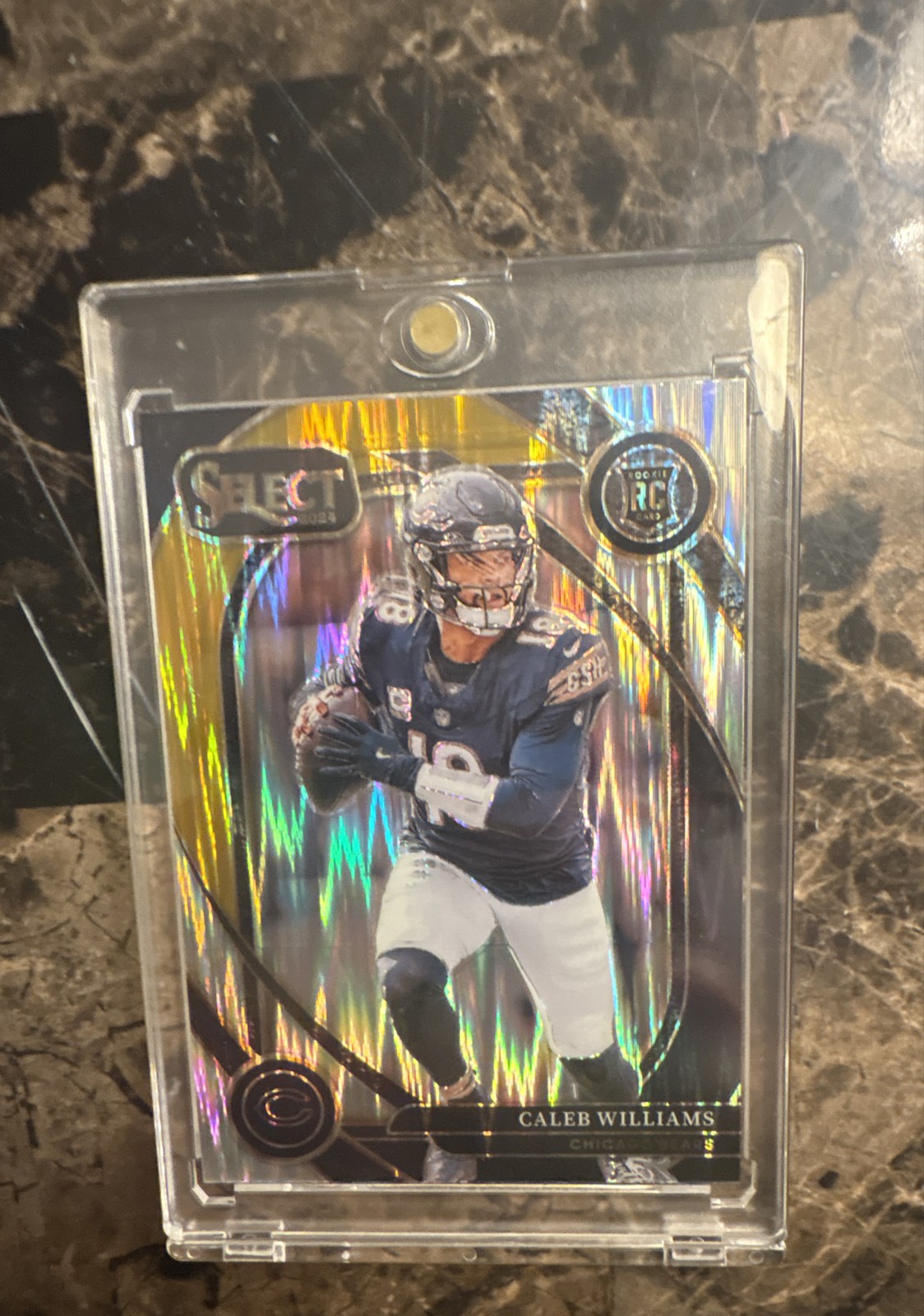 2024 Panini Select - Club Level Caleb Williams 216 Black & Gold Shock Prizm (RC)