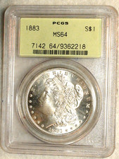 1883 Morgan Silver Dollar PCGS MS64 NEAR GEM IN ORIGINAL GREEN HOLDER $1 Coin!