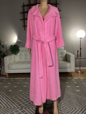 Vintage 60's 70's Sears Best At Home Wear Soft Fuzzy Bright Pink Belted Robe EUC