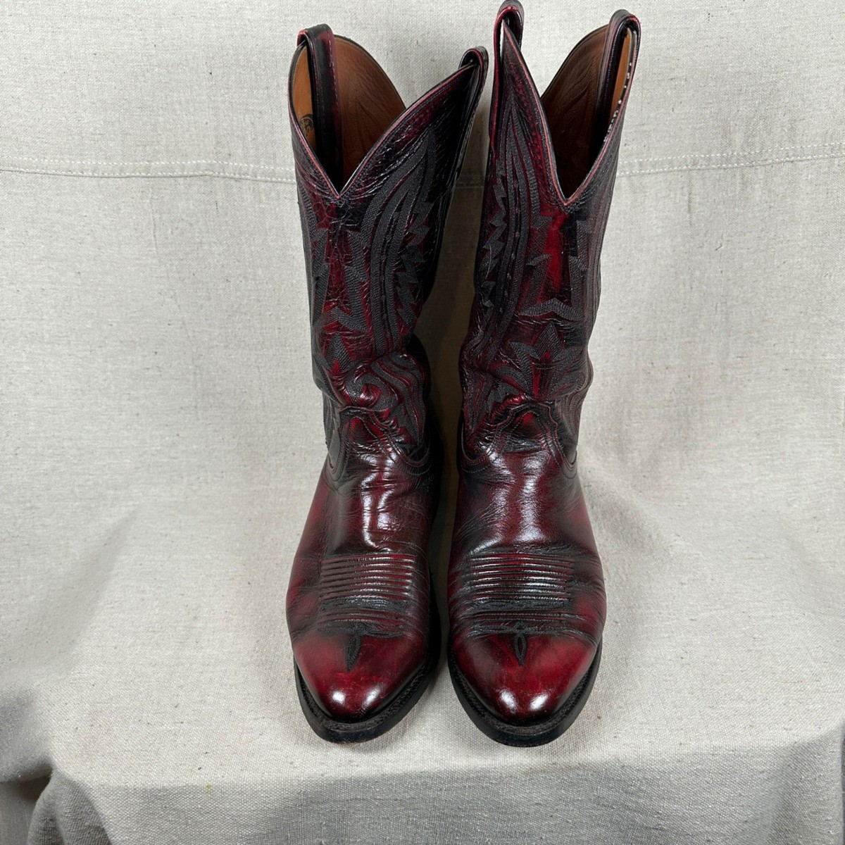 Lucchese 2000 Classic Black Cherry/Burgundy Leather Cowboy Boots men\'s s… Lucchese 2000 Black Cherry Ostrich Quill | Mercari main image 3