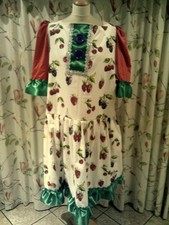 Cherry  Panto Dame, Green Bib 50" chest, Green buttons