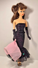 Barbie 1958 Reproduction Doll 1995 Brunette Ponytail Black Evening Gown Vintage