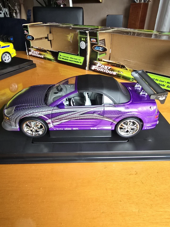 ✅️ Fast & Furious Ertl 1:18 Eclipse Spyder + Lancer Evo VII Racing Champions F&F - Immagine 3 di 4