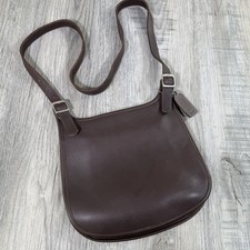 COACH 9135 Crossbody Flap Bag Slim Women's Brown Leather Adjustable Strap 9" W