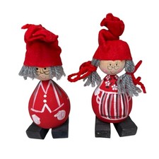 Vintage Swedish Wooden Tomte Gnome Couple Figurines Christmas Scandinavian 5 in