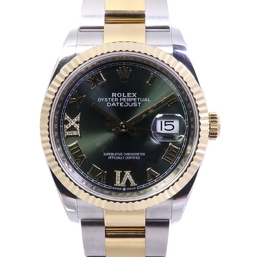 ROLEX Datejust Automatic Watch 126233 18K Yellow Gold/Stainless Steel Green